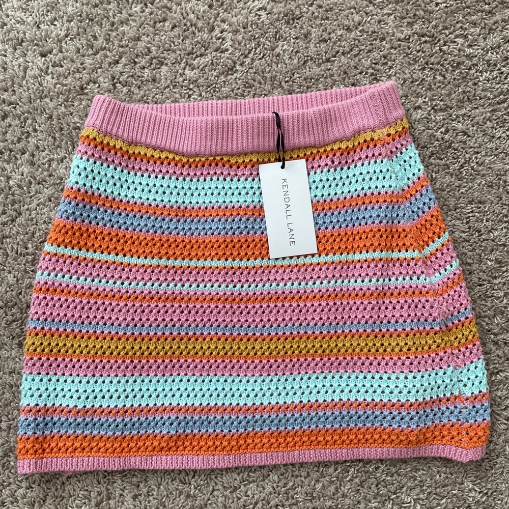 Kendall Lane Crochet Multicolor Striped Women's Skirt